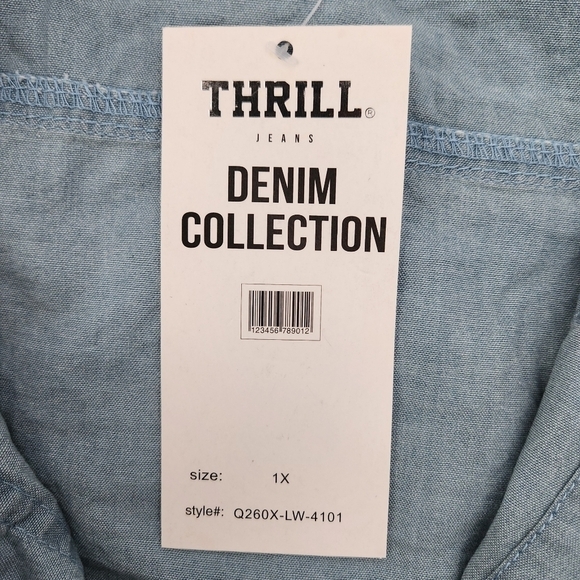 Thrill Jeans Plus Size Bling Detail Button Down Long Sleeve Shirt. Size 1X. New. - Picture 7 of 8